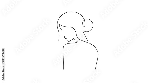 Woman Back View Continuous Line Art Animation