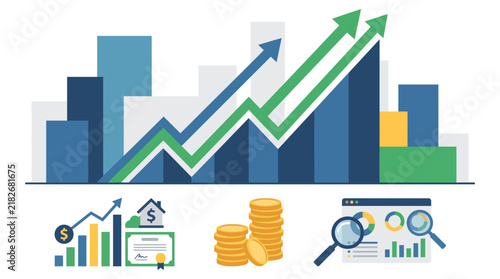 Business Growth Chart and Financial Analytics Illustration