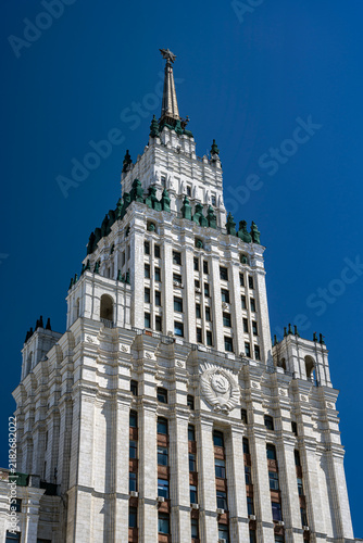 Moscow. Russia. June 28, 2026. A high-rise building at the Red Gate on Sadovaya-Spasskaya Street on a sunny summer day
