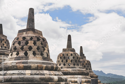 Принти на полотні Landscape of stupa in Borobudur temple