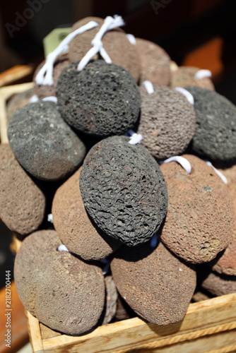 Natural volcanic pumice sold on the Greek island of Symi.