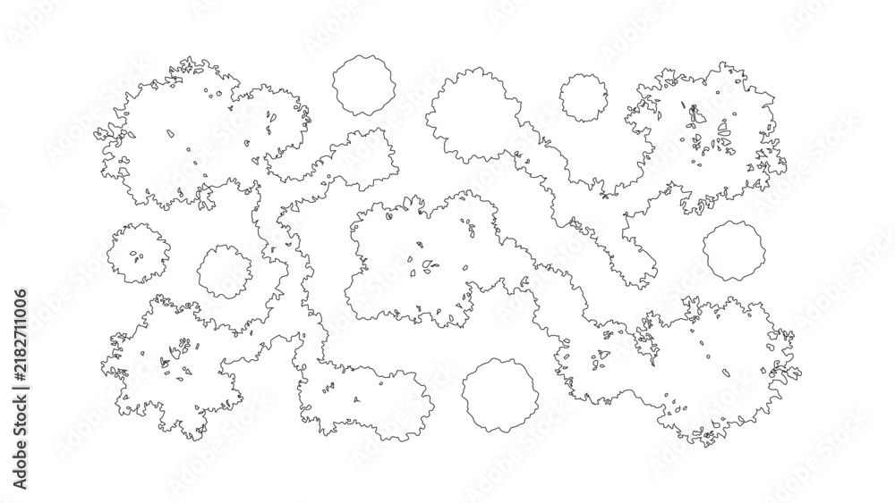 Fototapeta premium Vector tree top view isolated on white background for landscape plan and architecture layout drawing.