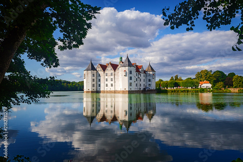 Glücksburg reflected in the lake in Schleswig-Holstein, Germany