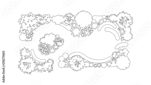 Vector tree top view isolated on white background for landscape plan and architecture layout drawing.