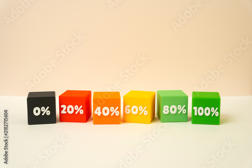 Fotografie Blocks with readiness and progress percentages from 0 to 100 percent