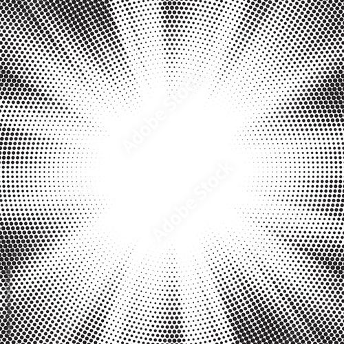 Halftone texture dot radial background, cartoon comic retro pop art dot border, halftone shadow