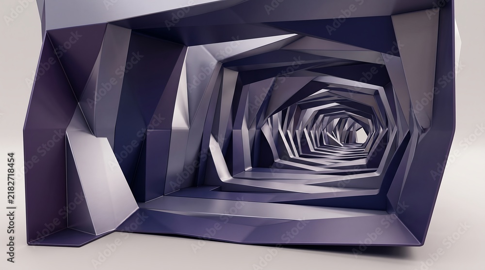 Obraz premium Abstract geometric tunnel with spiral pattern in black and white
