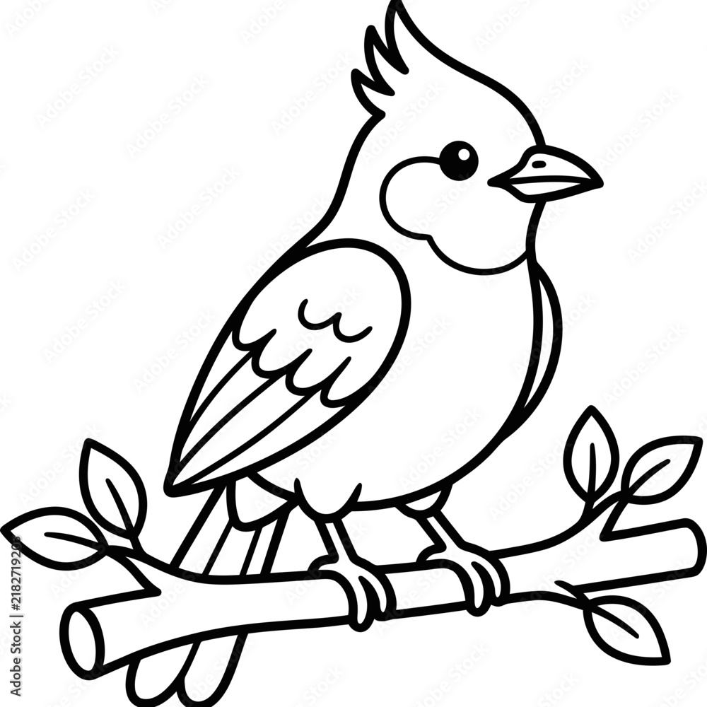 Obraz premium Cute Sooty-headed Bulbul bird outline illustration