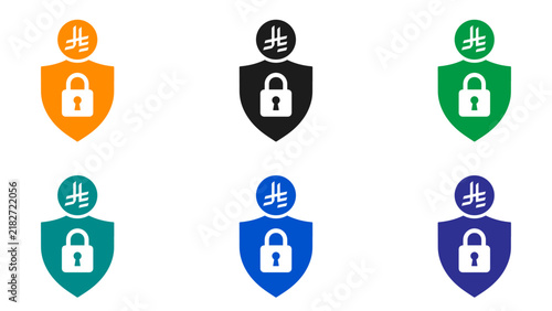 Saudi Riyal Secure Payment Shield Icon Set
