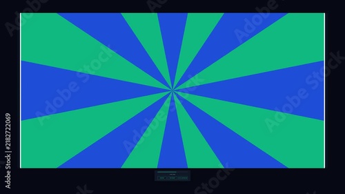 Animated sunburst radial striped blue and green video motion background