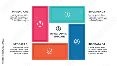 Business Process infographic with 4 steps, options, parts or processes. Business data visualization.