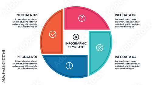 Business Process infographic with 4 steps, options, parts or processes. Business data visualization.