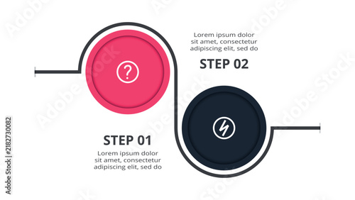 Stylish infographic with 2 steps, options, parts or processes. Business data visualization.