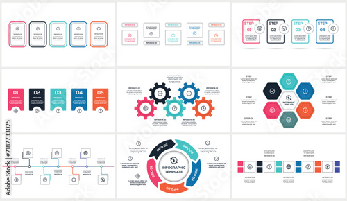 Set Stylish infographic with  steps, options, parts or processes. Business data visualization.