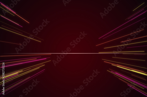 Quadro su tela Glowing magenta and yellow light streaks radiating towards middle axis create energetic motion texture perfect for modern digital creative projects