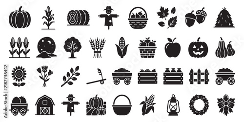 Halloween Autumn and Harvest Icon Set