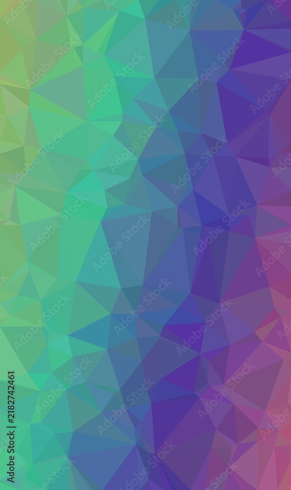 Obraz premium Vibrant low poly background with vertical gradient of teal green and deep purple triangles suitable for eye catching poster designs and creative digital art.