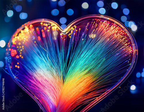 Vibrant Light Arrangement with Rainbow Colors in a Heart Shape