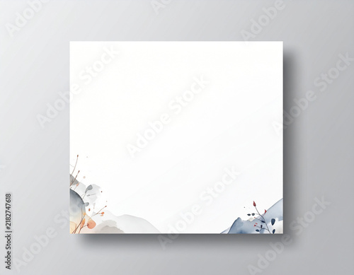 Minimalist abstract template with elegant golden curves and neutral background