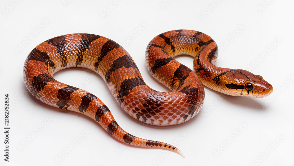 Obraz premium Brazilian Rainbow Boa Isolated on Seamless White Studio Background