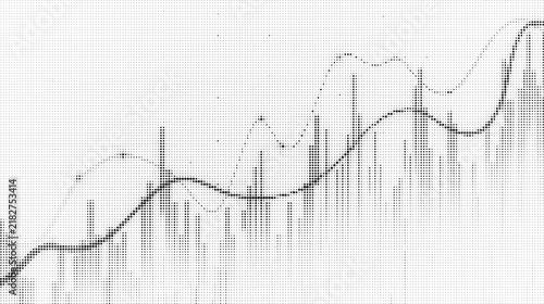 Abstract financial halftone stock market chart showing growth trends and data analysis