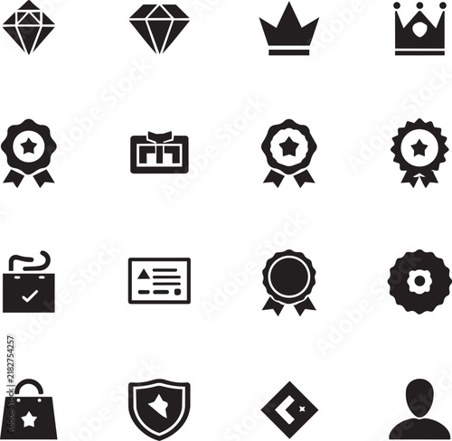 Minimalist Achievement and Award Flat Icon Set Vector