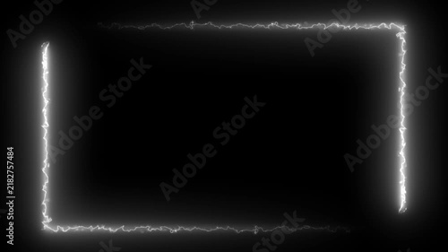 with electric lightning effect fire frame animation, glowing repetition of burning fire effect, plasma effect digital border animation, Bright neon light effect isolated on black. 4K  animation video