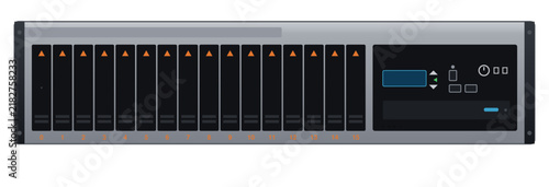 Rackmount Server Unit Front View Vector Illustration