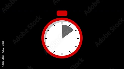 Stopwatch Animation. Red stopwatch icon on a black background, indicating time management.