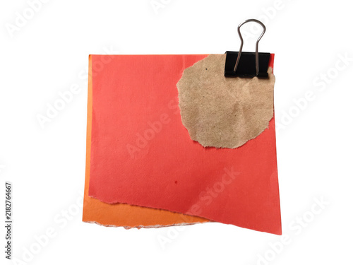 Creative paper collage with fabric and binder clip