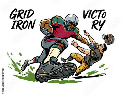 Картината върху платно American football player action illustration