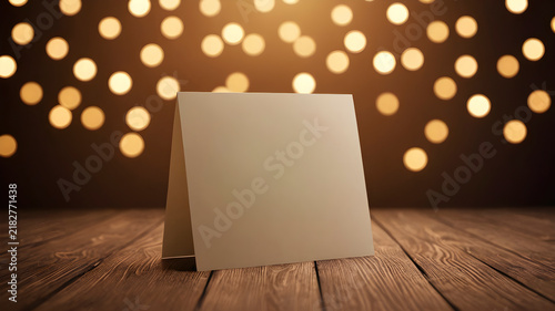 Modern Greeting Card Mockup with Bokeh Light Background