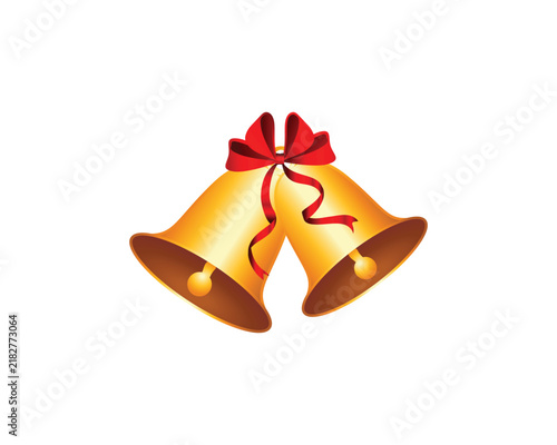 Golden Christmas Bells with Red Ribbon – Festive Holiday Decoration
