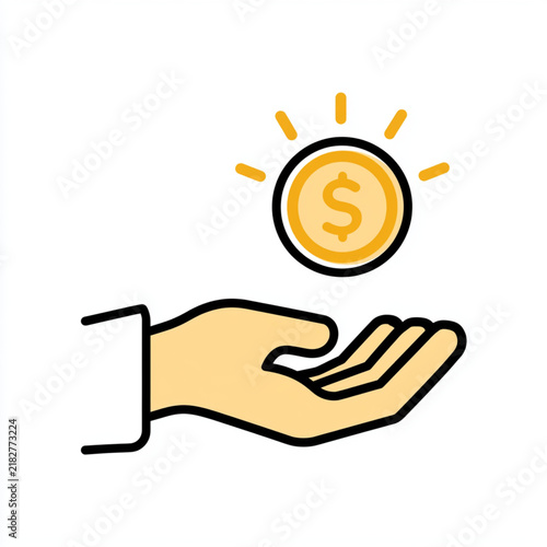 Money donation and business investment conceptual icon
