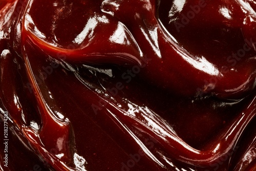 Rich and glossy barbecue sauce in close-up view