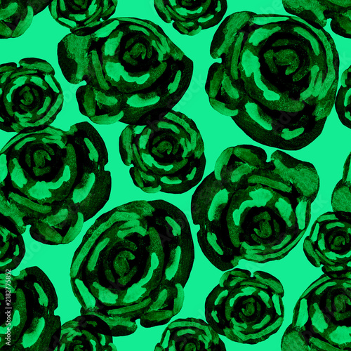 Abstract flowers bright green color seamless pattern with optical illusion. Home decor, modern interior, beauty package, textile, wallpaper, fabric, bedding, package, outerwear.