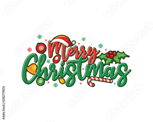 Merry Christmas Graphic Design with Stars and Snowflakes