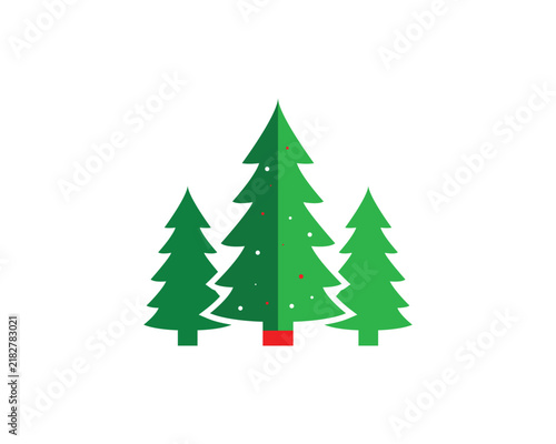 Cartoon Christmas Trees Graphic Design Isolated on White Background