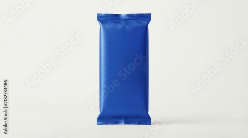 Blue foil packaging with copy space for branding design mock up on a white background.