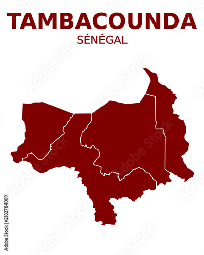 Vector map of Kaolack region in Senegal with typographic text