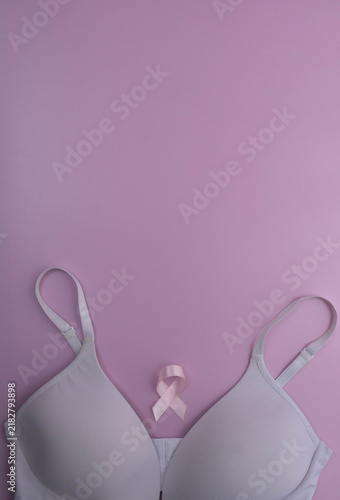 Pink ribbon and bra for breast cancer awareness