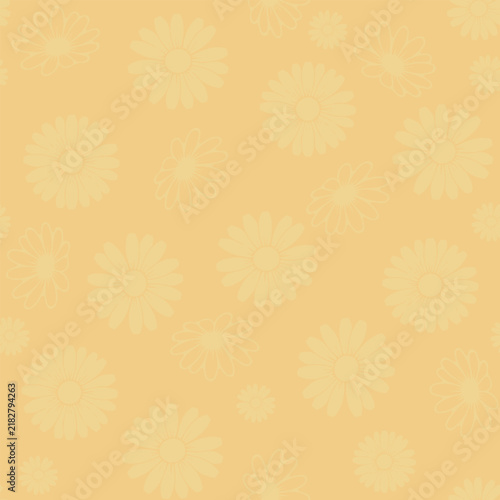Subtle pastel daisy flower silhouette seamless pattern