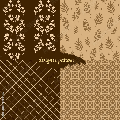 Retro geometric and botanical seamless textures pack