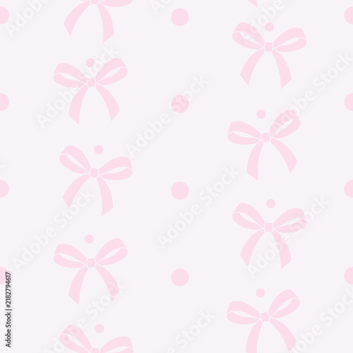 Minimalist pink ribbon bows seamless vector pattern