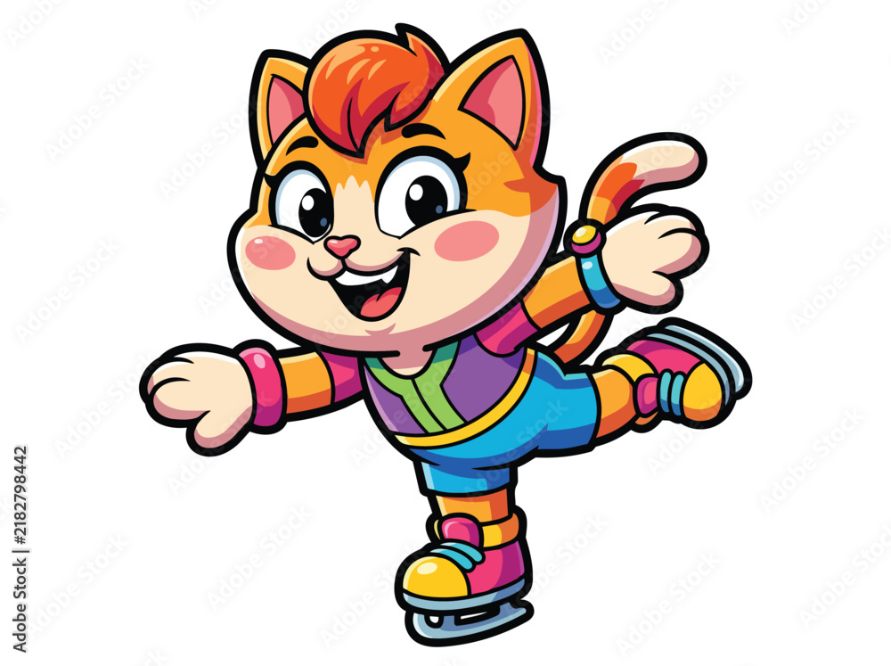 Naklejka premium Happy cartoon rabbit in colorful overalls waving