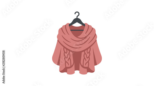 Obraz na płótnie Coral shawl draped on a hanger flat vector illustration on white background