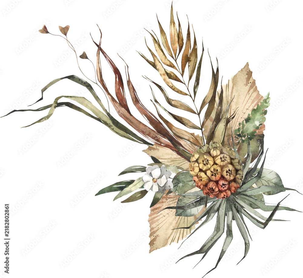 Obraz premium Delicate Watercolor Wildflower Botanical Arrangement with Small Colorful Blooms
