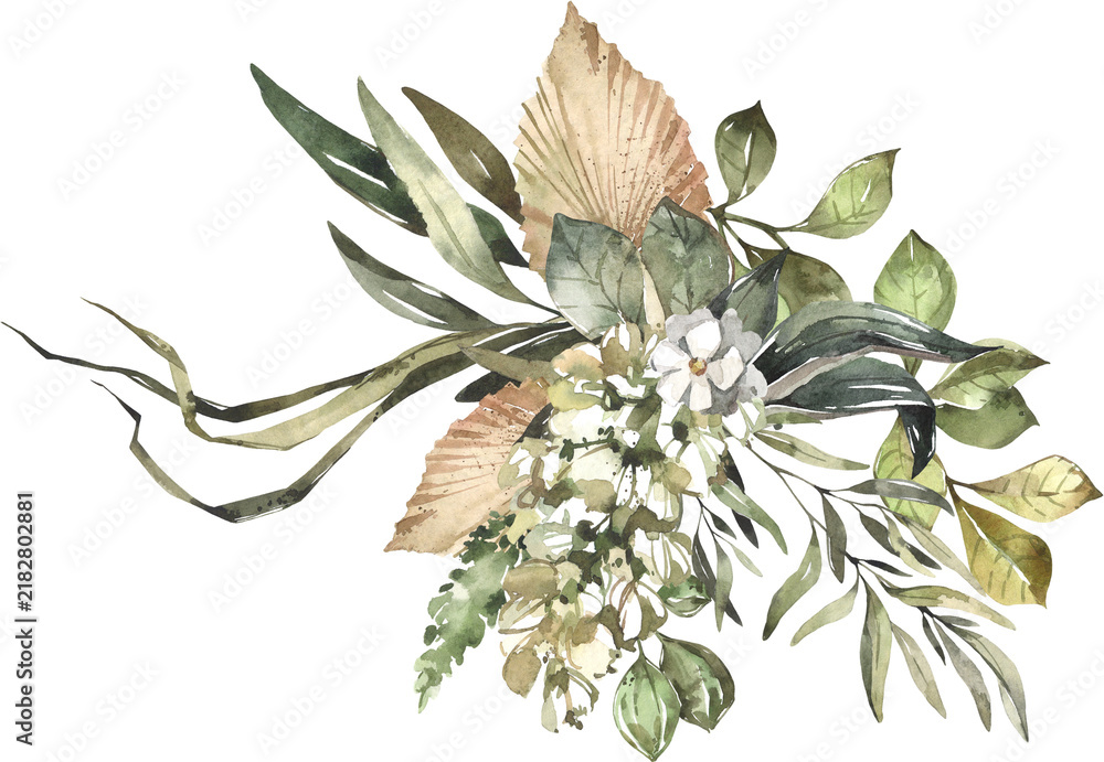 Obraz premium Romantic Watercolor Rose Clusters with Delicate Petals and Foliage Details