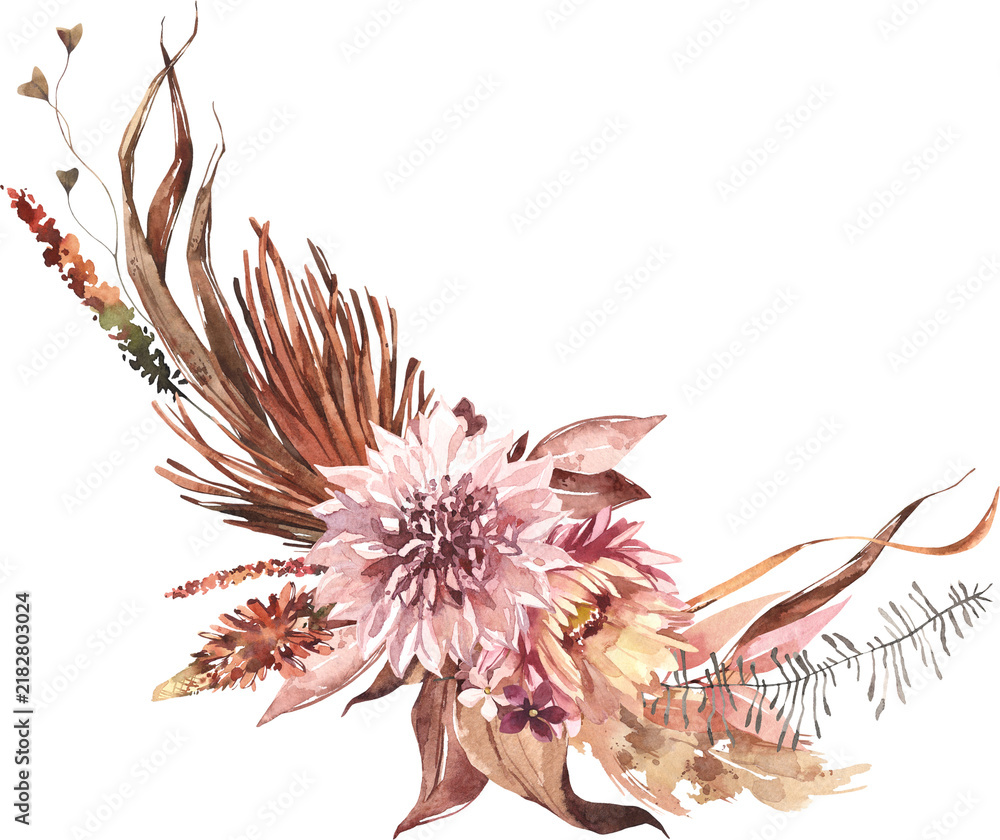 Obraz premium Bold Watercolor Hibiscus Tropical Flowers with Vibrant Red and Pink Tones