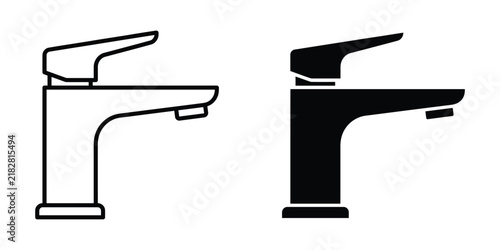 Modern bathroom faucet icon set, vector illustration